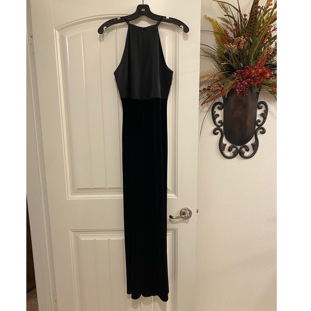 Black satin and velvet dress